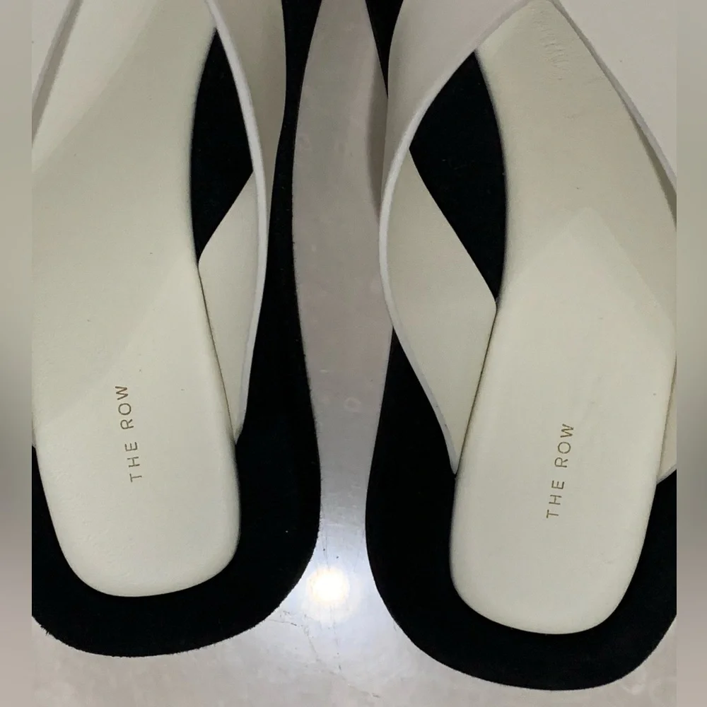 THE ROW Ginza leather and suede platform flip flops two-tone Shoes Size 38.5